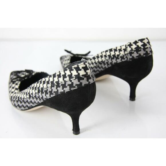 Manolo Blahnik Black Check Sfida Pointy Cap Toe Pointy Pumps Size 37 - Picture 2 of 10